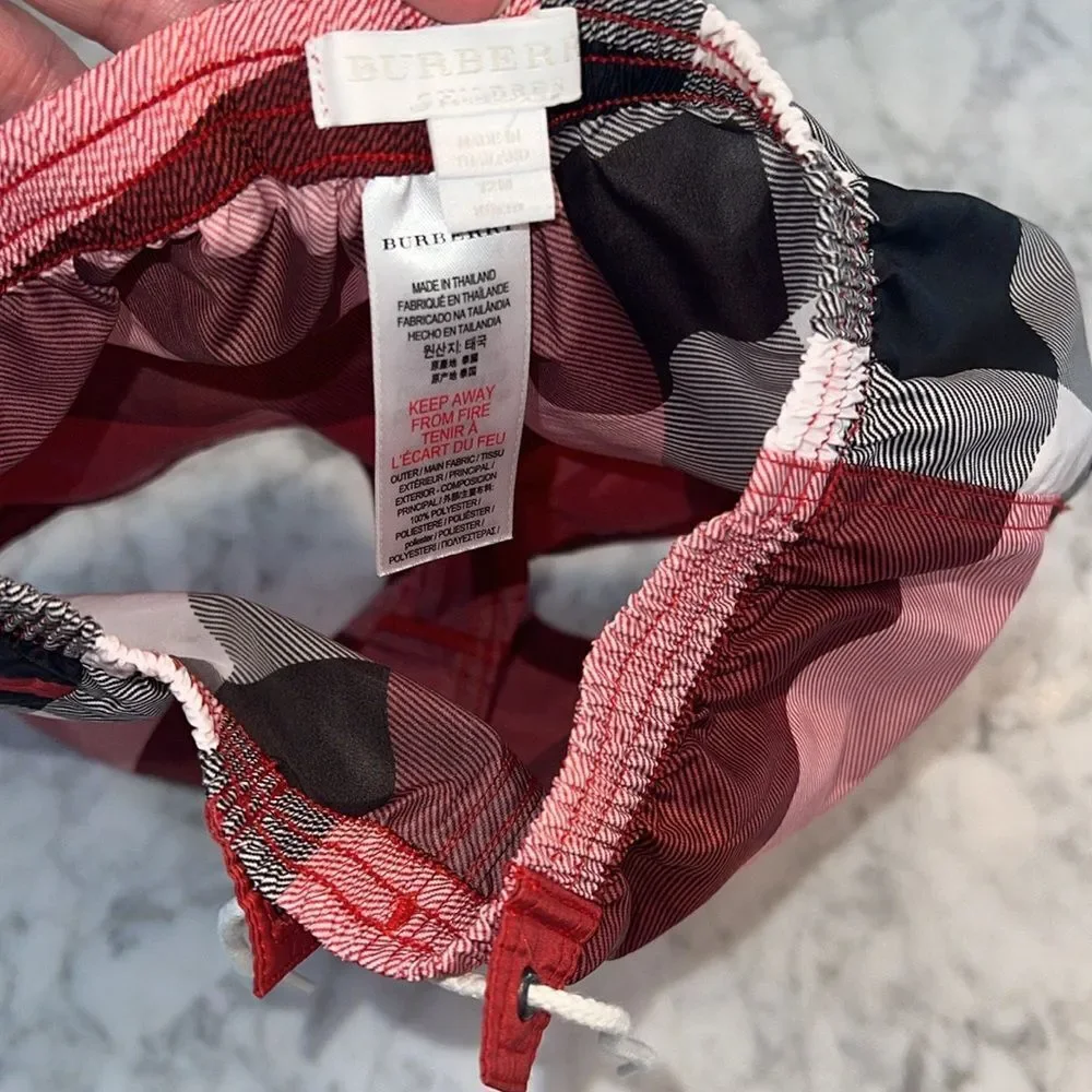 BURBERRY BOYS RED SWIM SHORTS 12M